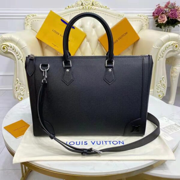 Louis Vuitton LV Unisex Slim Briefcase Black Taiga Cowhide Leather (6)