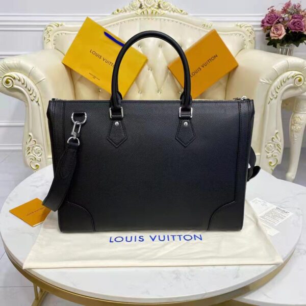 Louis Vuitton LV Unisex Slim Briefcase Black Taiga Cowhide Leather (8)