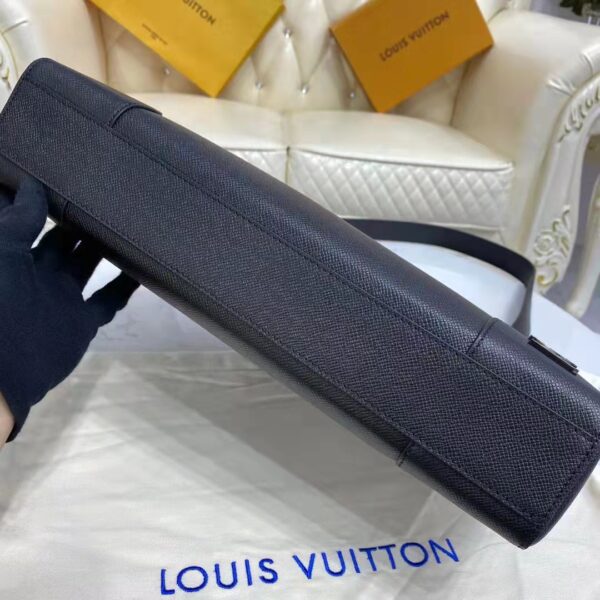 Louis Vuitton LV Unisex Slim Briefcase Black Taiga Cowhide Leather (9)