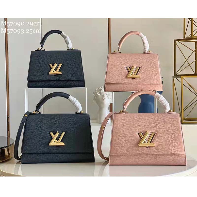Louis Vuitton LV Unisex Twist One Handle PM Handbag Black ... Louis Vuitton LV Unisex Twist One Handle PM Handbag Black Taurillon Leather 1
