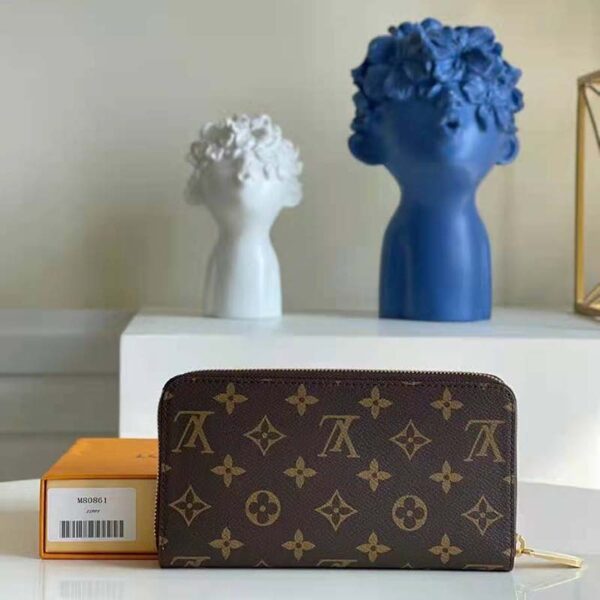 Louis Vuitton LV Unisex Zippy Wallet Red Monogram Coated Canvas Cowhide Leather (4)