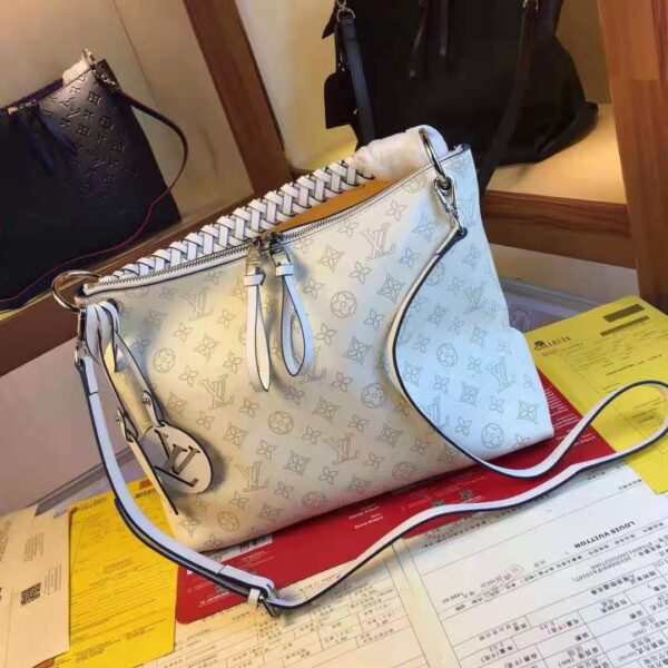 Louis Vuitton LV Women Beaubourg Hobo Bag Snow White Mahina Perforated Calf Leather (5)