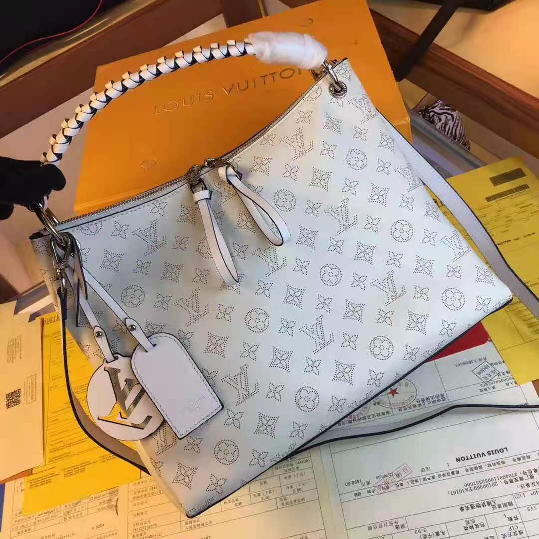 Louis Vuitton Snow Mahina Beaubourg Hobo MM Silver Tone Hardware