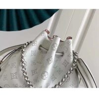 Louis Vuitton LV Women Bella Bucket Bag White Mahina Perforated Calf Leather