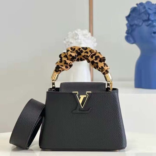 Louis Vuitton LV Women Capucines MM Black Taurillon Cowhide Leather