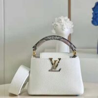 Louis Vuitton LV Women Capucines Mini Handbag White Taurillon Leather