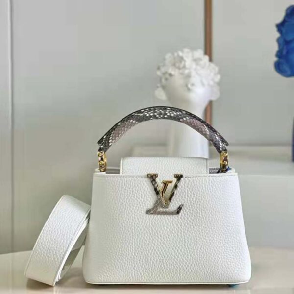 Louis Vuitton LV Women Capucines Mini Handbag White Taurillon Leather (2)