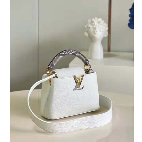 Louis Vuitton LV Women Capucines Mini Handbag White Taurillon Leather (5)
