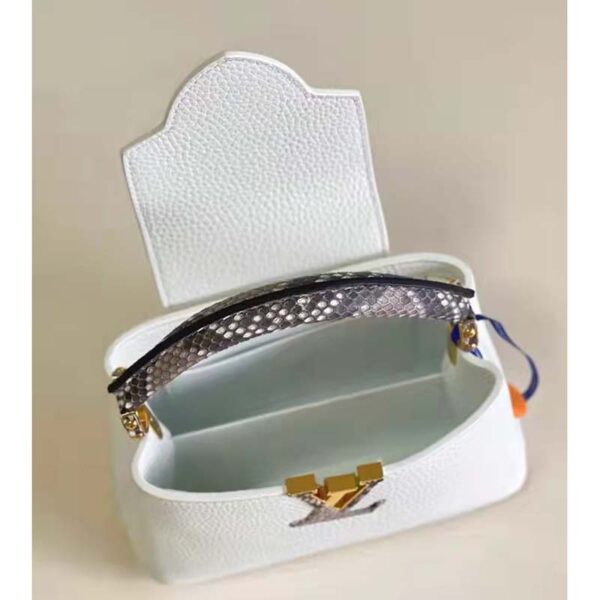 Louis Vuitton LV Women Capucines Mini Handbag White Taurillon Leather (9)
