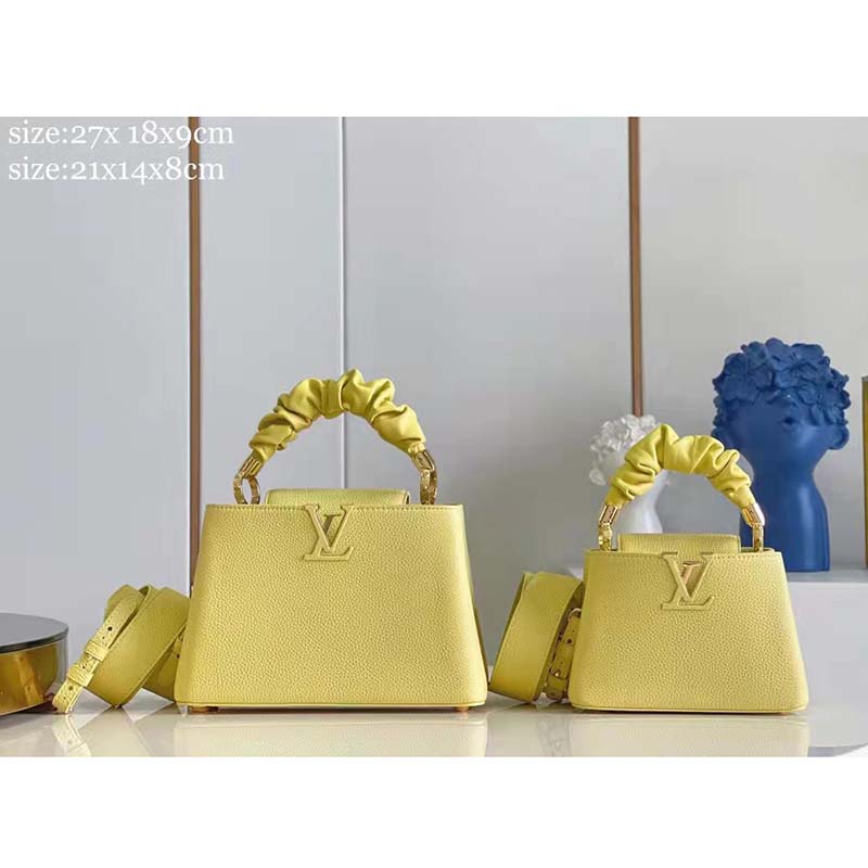 Louis Vuitton Yellow 2021 Taurillon Scrunchie Capucines Mini