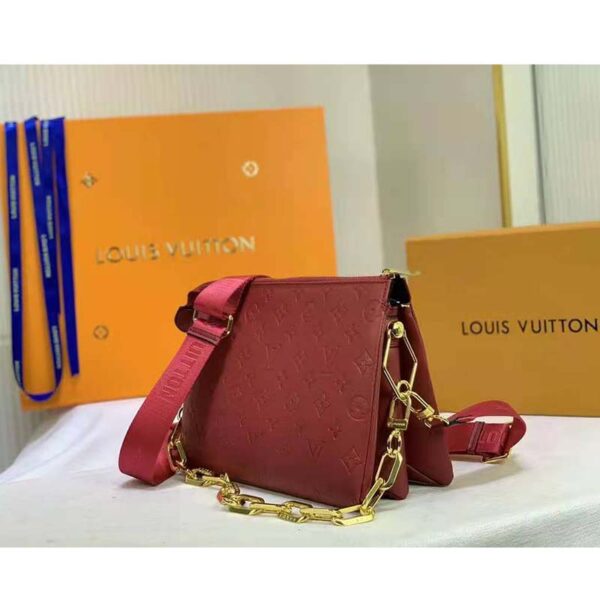 Louis Vuitton LV Women Coussin PM Handbag Wine Monogram Embossed Puffy Lambskin (5)