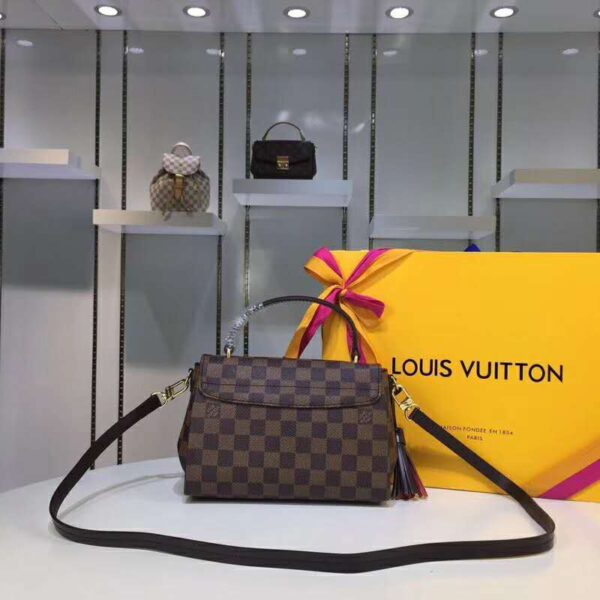 Louis Vuitton LV Women Croisette Handbag in Damier Azur Coasted Canvas-Brown (3)