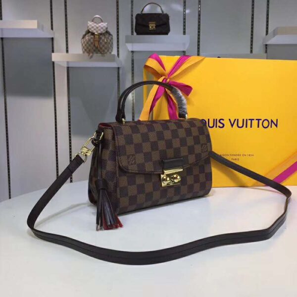 Louis Vuitton LV Women Croisette Handbag in Damier Azur Coasted Canvas-Brown (4)