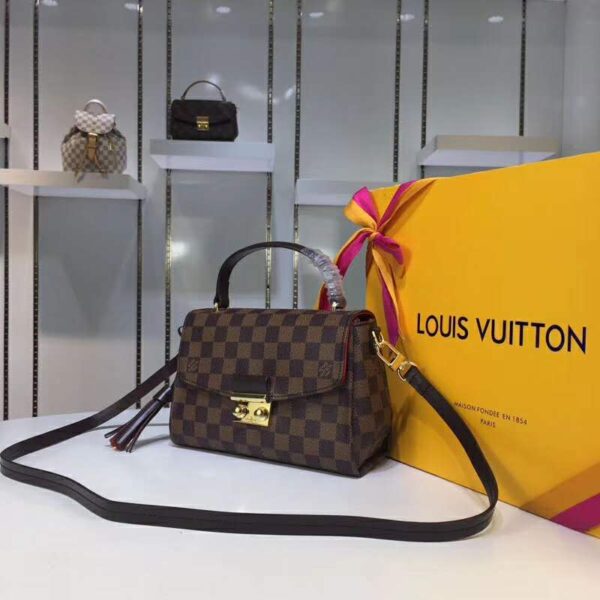 Louis Vuitton LV Women Croisette Handbag in Damier Azur Coasted Canvas-Brown (5)