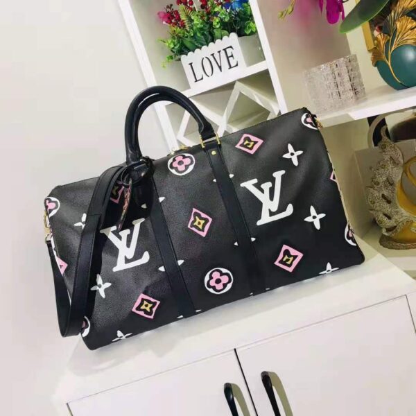 Louis Vuitton LV Women Keepall Bandoulière 45 Bag Black Cabin Size Monogram Coated Canvas (3)