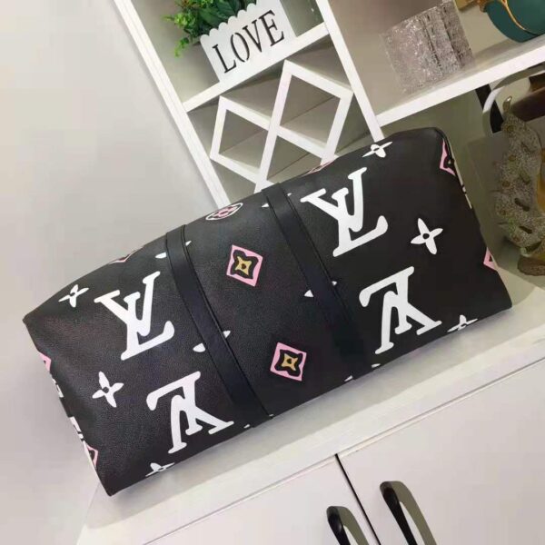 Louis Vuitton LV Women Keepall Bandoulière 45 Bag Black Cabin Size Monogram Coated Canvas (7)