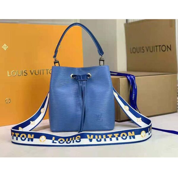 Louis Vuitton LV Women NéoNoé BB Bucket Bag Blue Epi Grained Cowhide (3)