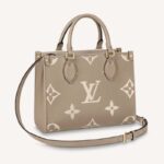 Louis Vuitton LV Damen Onthego PM Tote Beige Geprägtes genarbtes Rindsleder