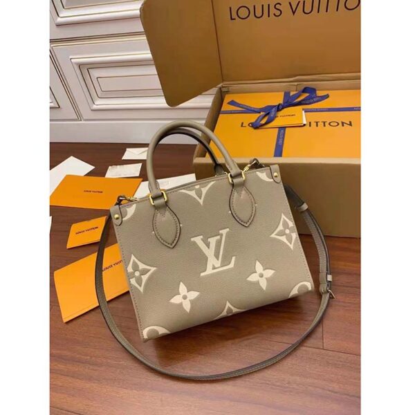 Louis Vuitton LV Women Onthego PM Tote Beige Embossed Grained Cowhide Leather (4)