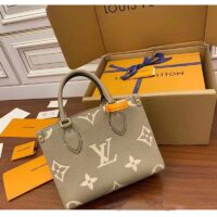 Louis Vuitton LV Women Onthego PM Tote Beige Embossed Grained Cowhide Leather
