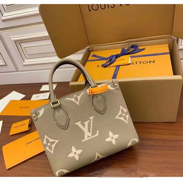 Louis Vuitton LV Women Onthego PM Tote Beige Embossed Grained Cowhide Leather (5)