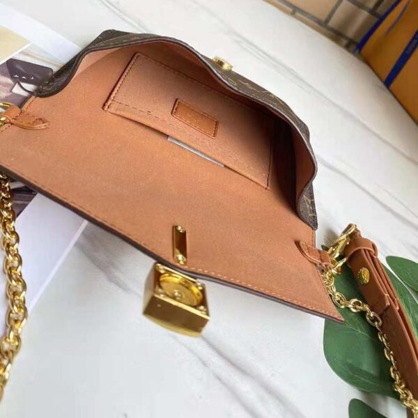 Louis Vuitton LV Women Padlock On Strap Bag Caramel Monogram Coated Canvas Cowhide Leather (10)