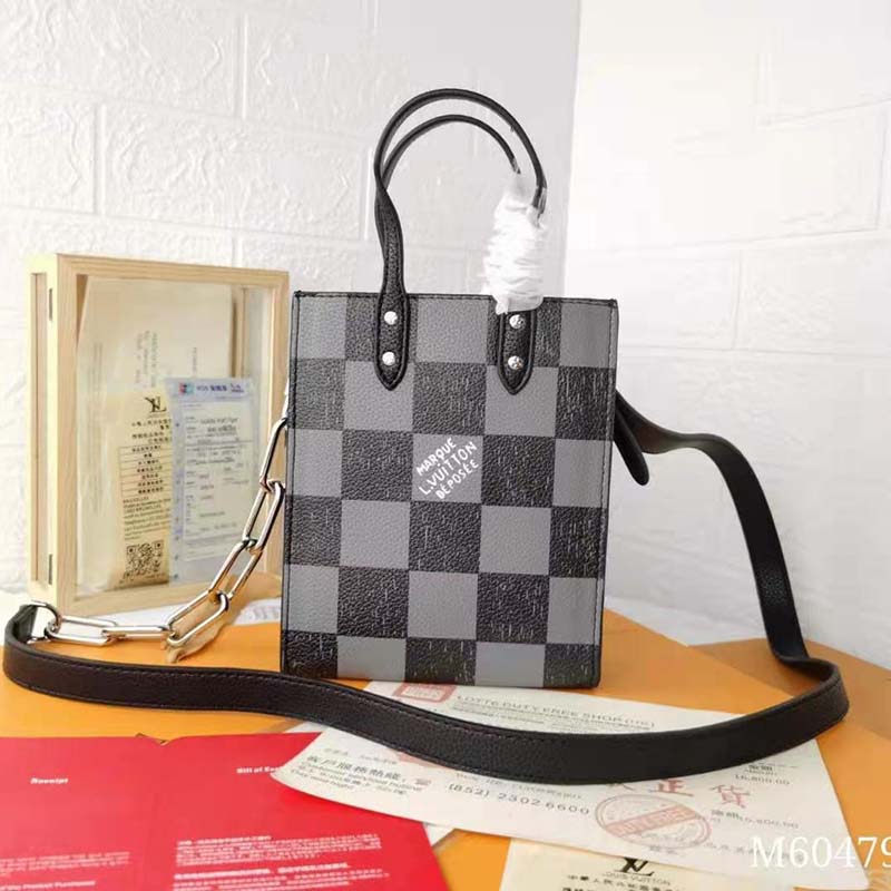 Louis Vuitton LV Women Sac Plat XS Bag Graphite Cowhide Leather - LULUX