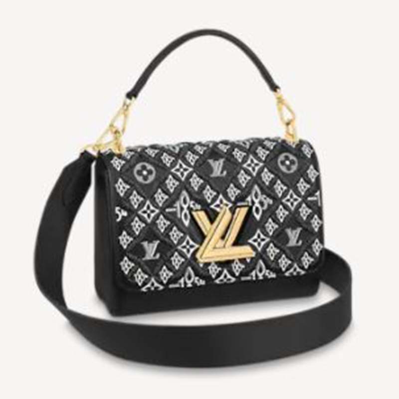 Louis Vuitton LV Women Since 1854 Twist MM Handbag Gray Embroidered  Calfskin - LULUX