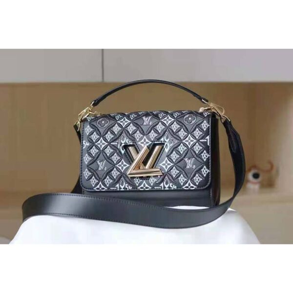 Louis Vuitton LV Women Since 1854 Twist MM Handbag Gray Embroidered Calfskin (2)