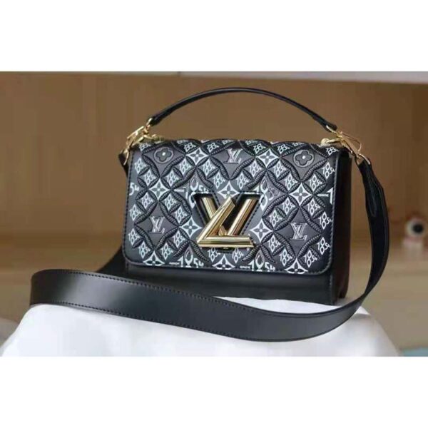 Louis Vuitton LV Women Since 1854 Twist MM Handbag Gray Embroidered Calfskin (3)