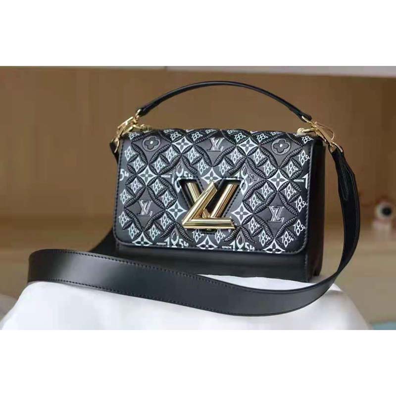 Louis Vuitton LV Women Since 1854 Twist MM Handbag Gray Embroidered  Calfskin - LULUX