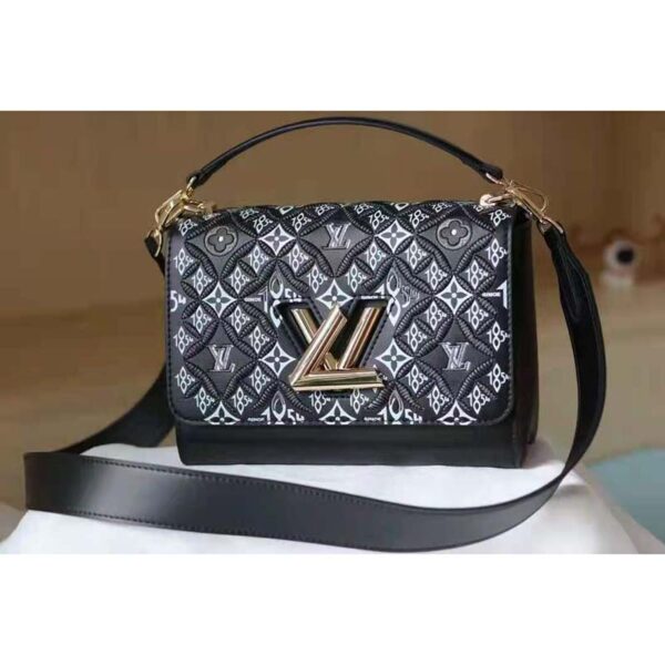 Louis Vuitton LV Women Since 1854 Twist MM Handbag Gray Embroidered Calfskin (4)