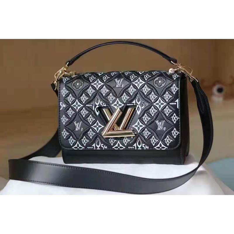 Louis Vuitton LV Women Since 1854 Twist MM Handbag Gray Embroidered  Calfskin - LULUX