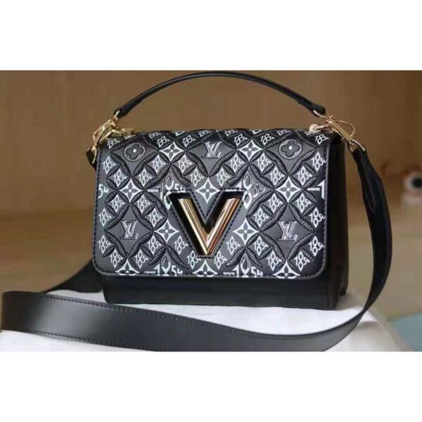 Louis Vuitton LV Women Since 1854 Twist MM Handbag Gray Embroidered Calfskin (5)