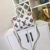 Louis Vuitton LV Women Speedy Bandoulière 25 Handbag Cream Monogram Coated Canvas