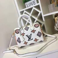 Louis Vuitton LV Women Speedy Bandoulière 25 Handbag Cream Monogram Coated Canvas