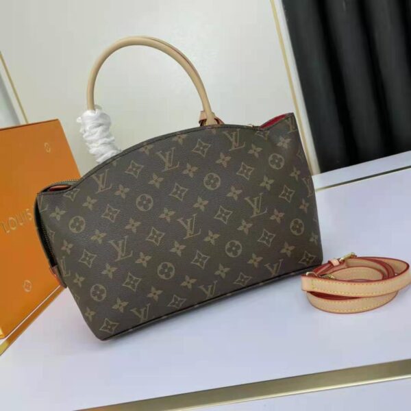 Louis Vuitton LV Women Tote Bag Monogram Coated Canvas Natural Cowhide Leather (7)
