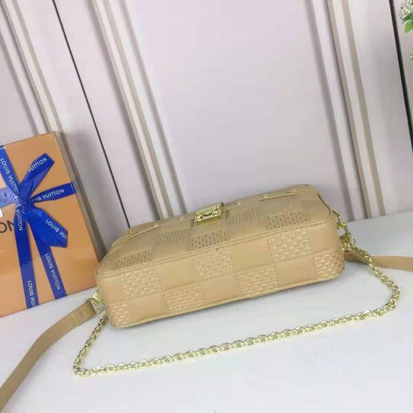 Louis Vuitton LV Women Troca MM Handbag Cashmere Beige Damier Quilt Lambskin Calfskin (5)