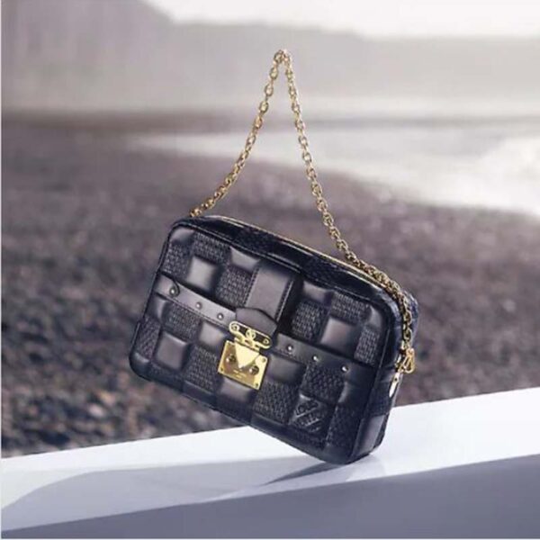 Louis Vuitton LV Women Troca MM Handbag Cashmere Black Damier Quilt Lambskin Calfskin (6)
