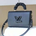 Louis Vuitton LV Women Twist MM Handbag Black Taurillon Leather Smooth Calfskin - Image 2