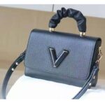 Louis Vuitton LV Women Twist MM Handbag Black Taurillon Leather Smooth Calfskin - Image 5