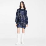 Louis Vuitton Women Mahina Monogram Sporty Sweater Dress Silk Dark Navy Blue – Bild 11