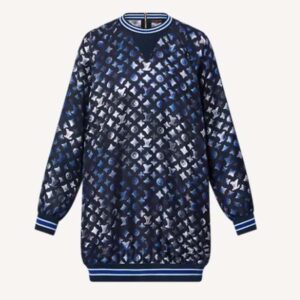 Louis Vuitton Women Mahina Monogram Sporty Sweater Dress Silk Dark Navy Blue