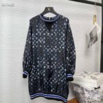 Louis Vuitton Women Mahina Monogram Sporty Sweater Dress Silk Dark Navy Blue – Bild 3