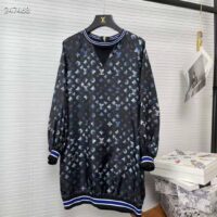 Louis Vuitton Women Mahina Monogram Sporty Sweater Dress Silk Dark Navy Blue