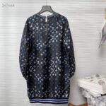Louis Vuitton Women Mahina Monogram Sporty Sweater Dress Silk Dark Navy Blue – Bild 2