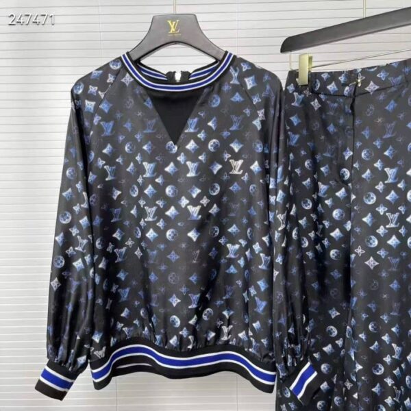 Louis Vuitton Women Silk Long-Sleeved Sweater Flight Mode Navy Blue (7)