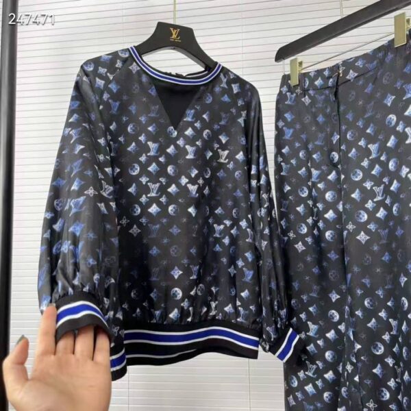 Louis Vuitton Women Silk Long-Sleeved Sweater Flight Mode Navy Blue (8)