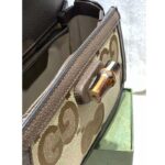 Gucci Women Small Jumbo GG Bag Bamboo Camel GG Canvas Brown Leather - Image 9