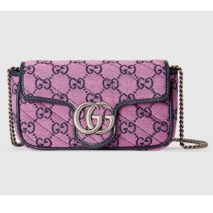 Gucci Women GG Marmont Multicolor Super Mini Bag Purple Double G